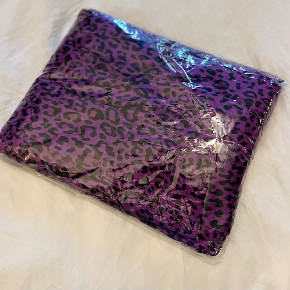 NWT Rebel Raven Purple Leopard Print 3 Piece Cami Shorts W/ Robe Set - Picture 6 of 7